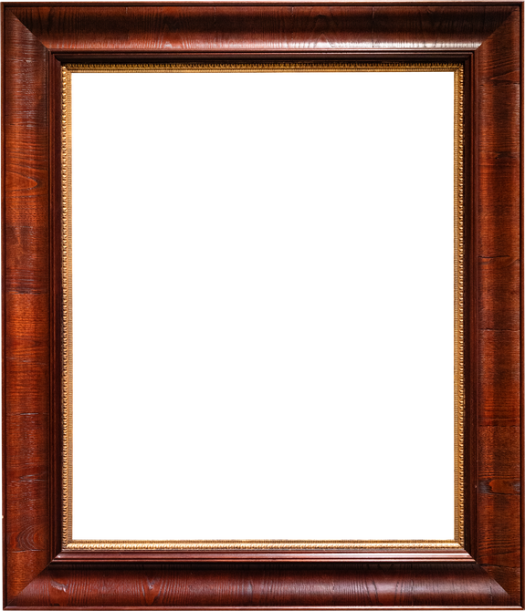 Wide Dark Brown Lacquered Wooden Picture Frame